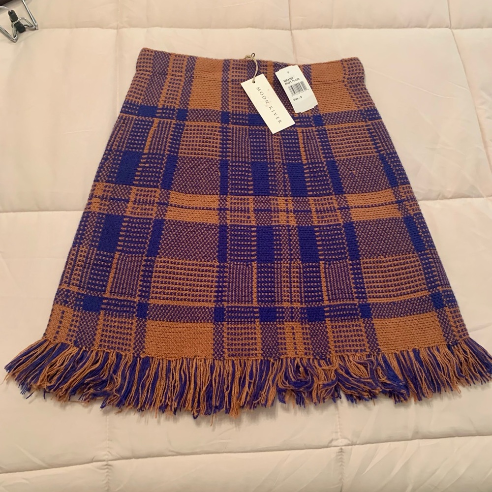 Moon River Plaid Knit Mini Skirt